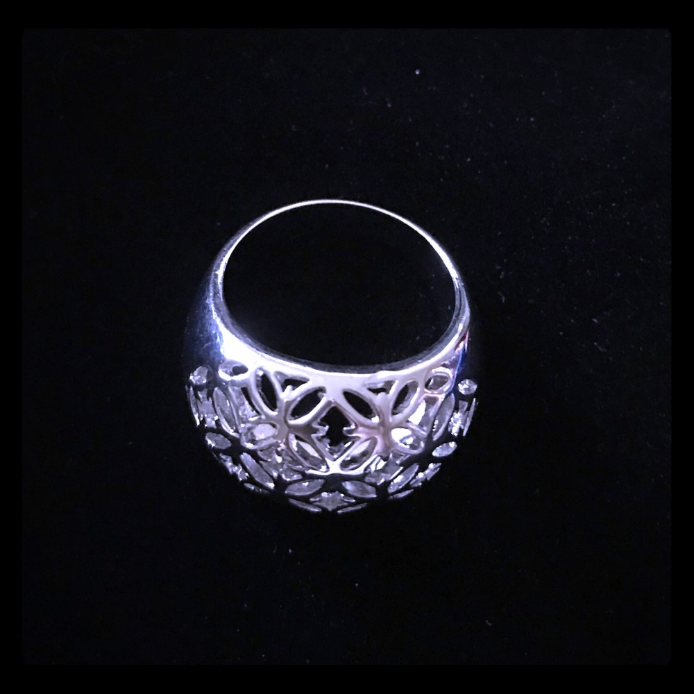 Silver Bubble Cutout Cocktail Ring
